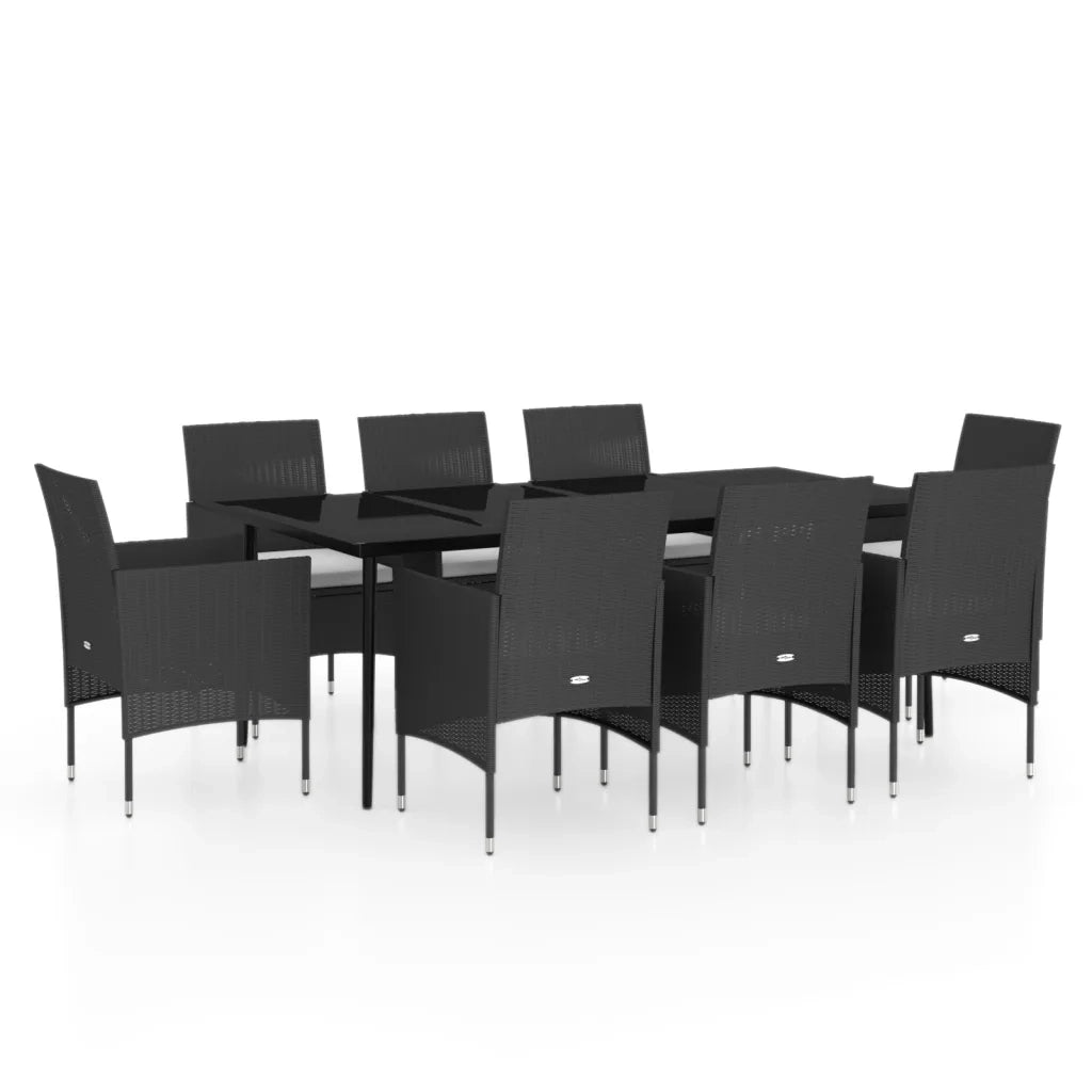 Set da Pranzo da Giardino 9 pz con Cuscini Nero 3099310