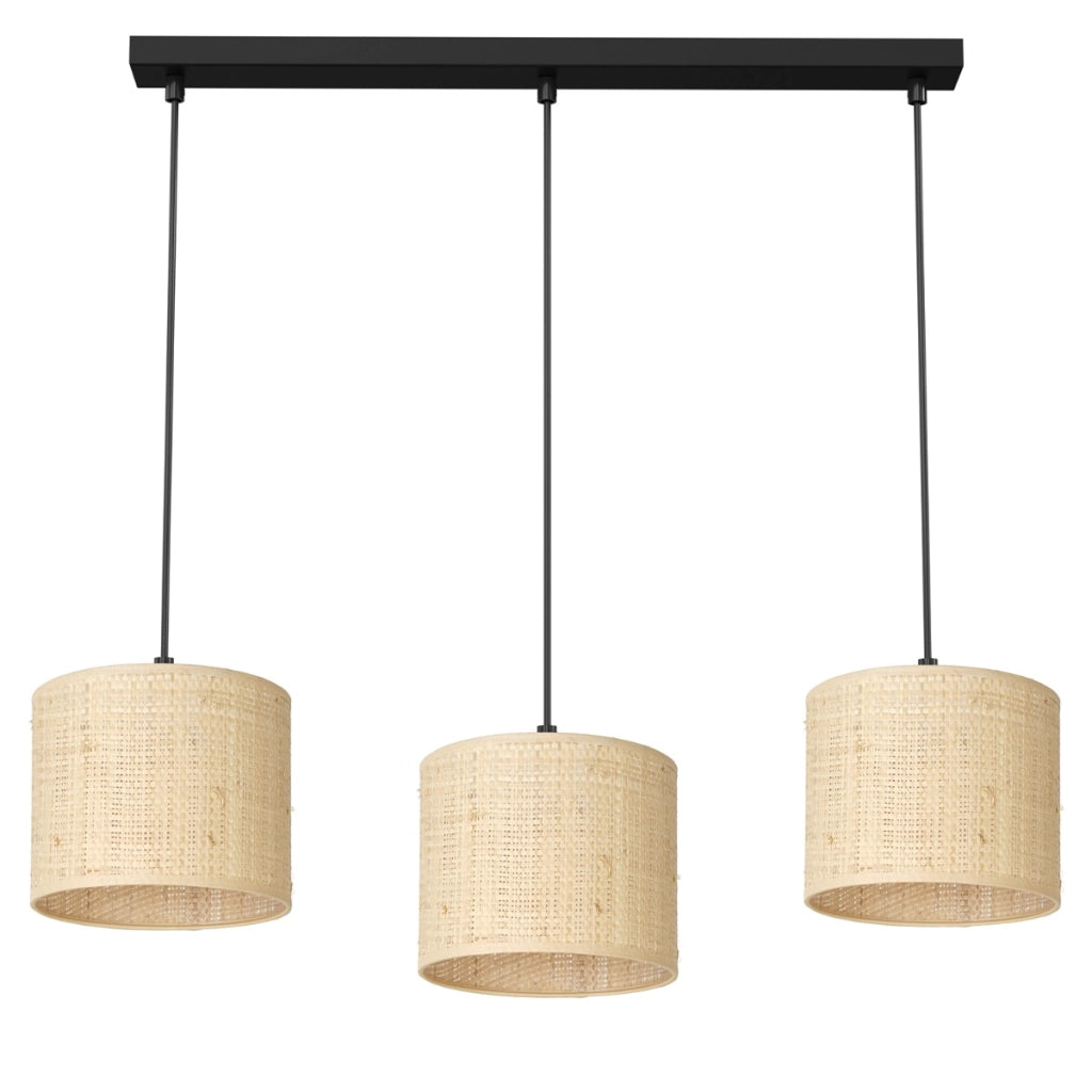 Lampada a sospensione rattan crema 3 luci 75cm E27 Luminex