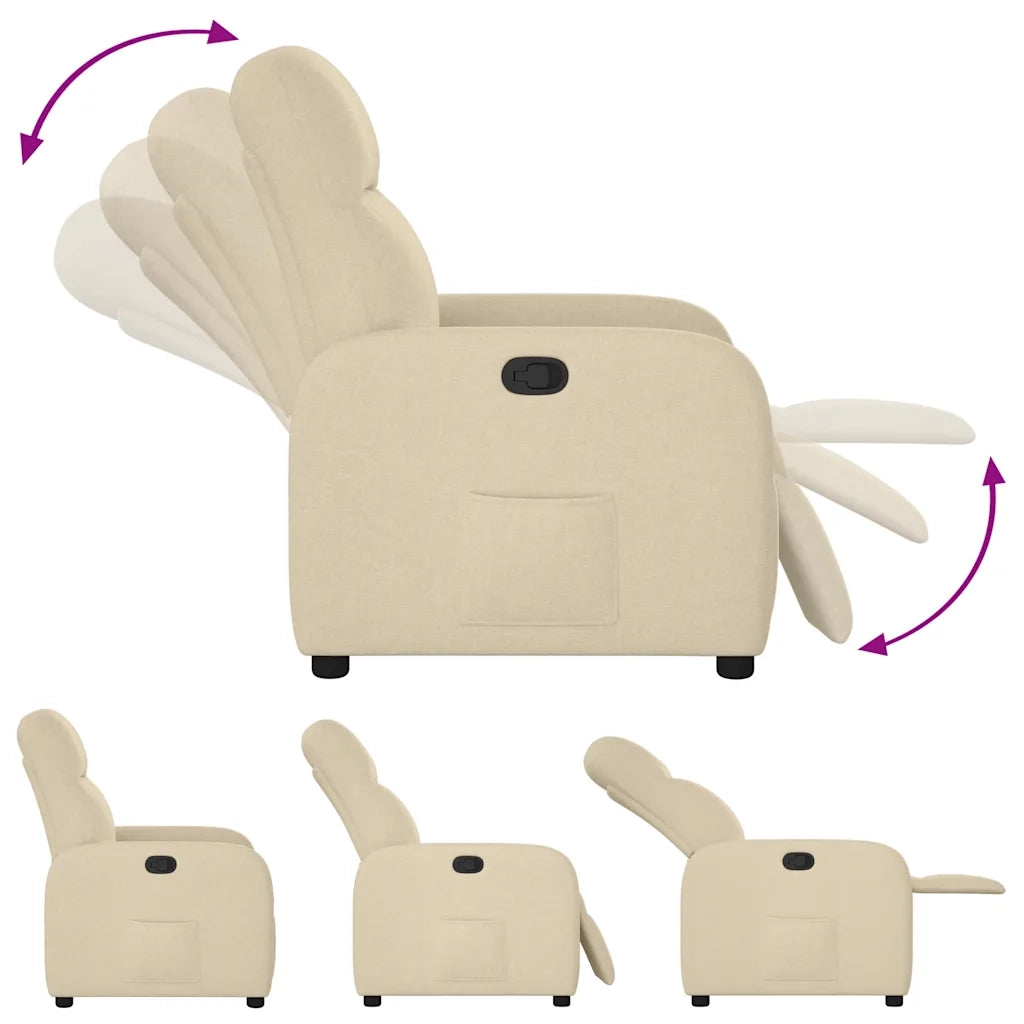 Poltrona | Sedia Relax Reclinabile in Tessuto Crema
