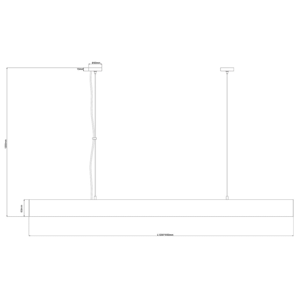 Lampada sospesa moderna bianca lineare 120cm LED 47W