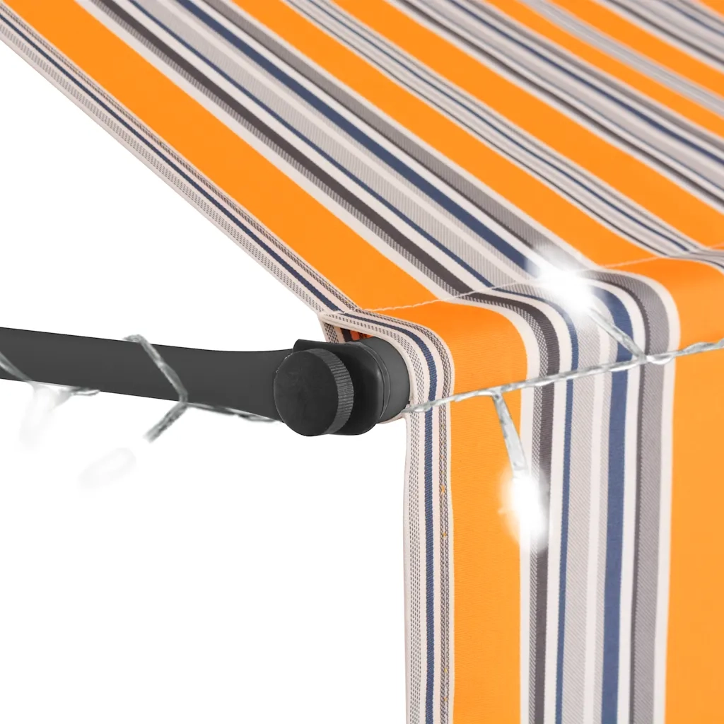Tenda da Sole Retrattile Manuale con LED 100 cm Gialla e Blu 145848