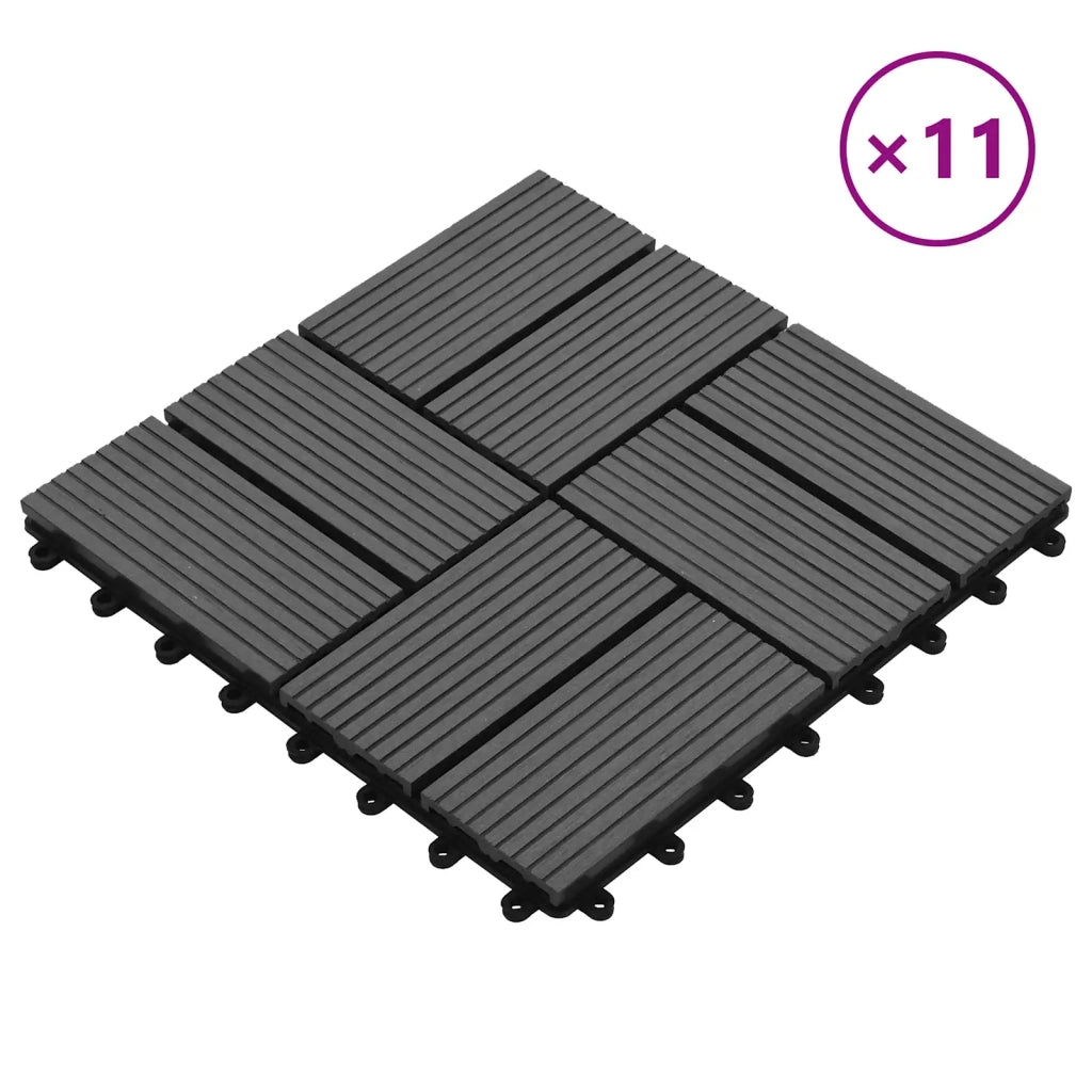 Piastrella per Decking 11 pcs Grigio 30 x 30 cm WPC 42046675