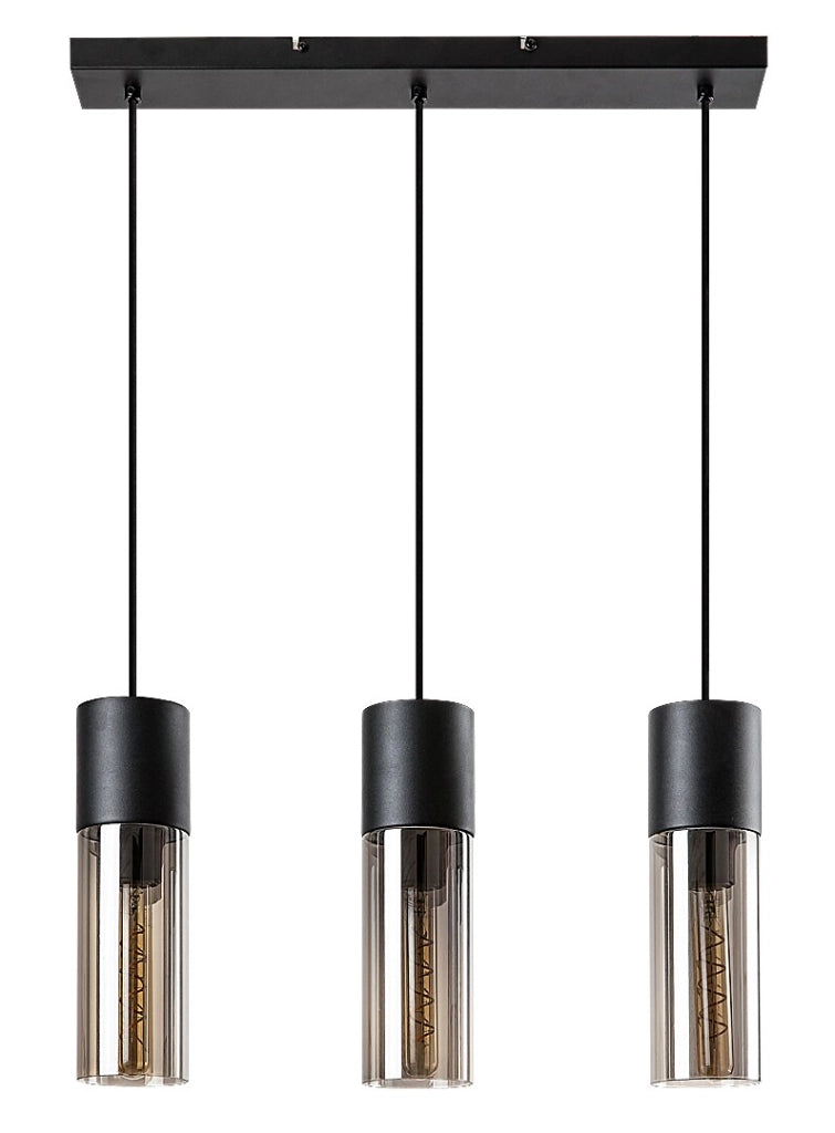 Lampada a sospensione Rabalux Ronno 3xE27 nera fumé