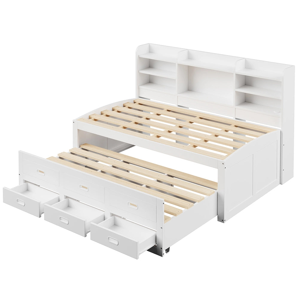 Daybed - Xylo - 90x200 cm LED USB 3 cassetti bianco