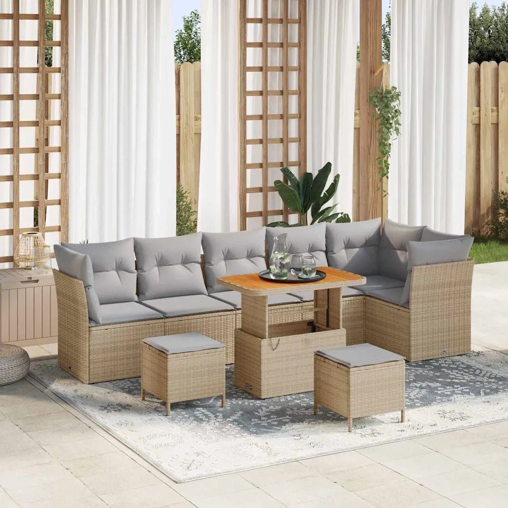 Set Divano da Giardino 8 pcs Beige polyrattan 3361507
