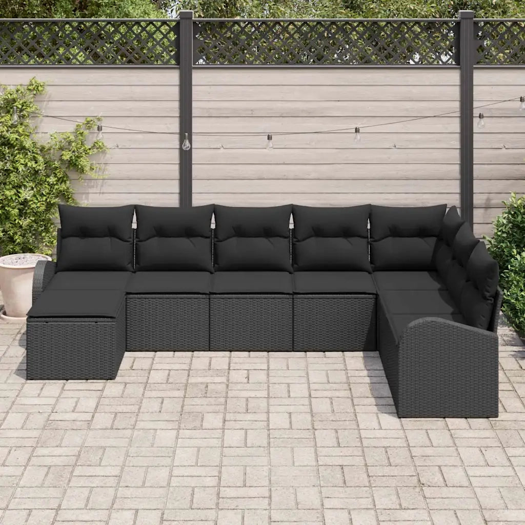 Set Divano da Giardino 8 pcs Nero Rattan in Polipropilene 3346163