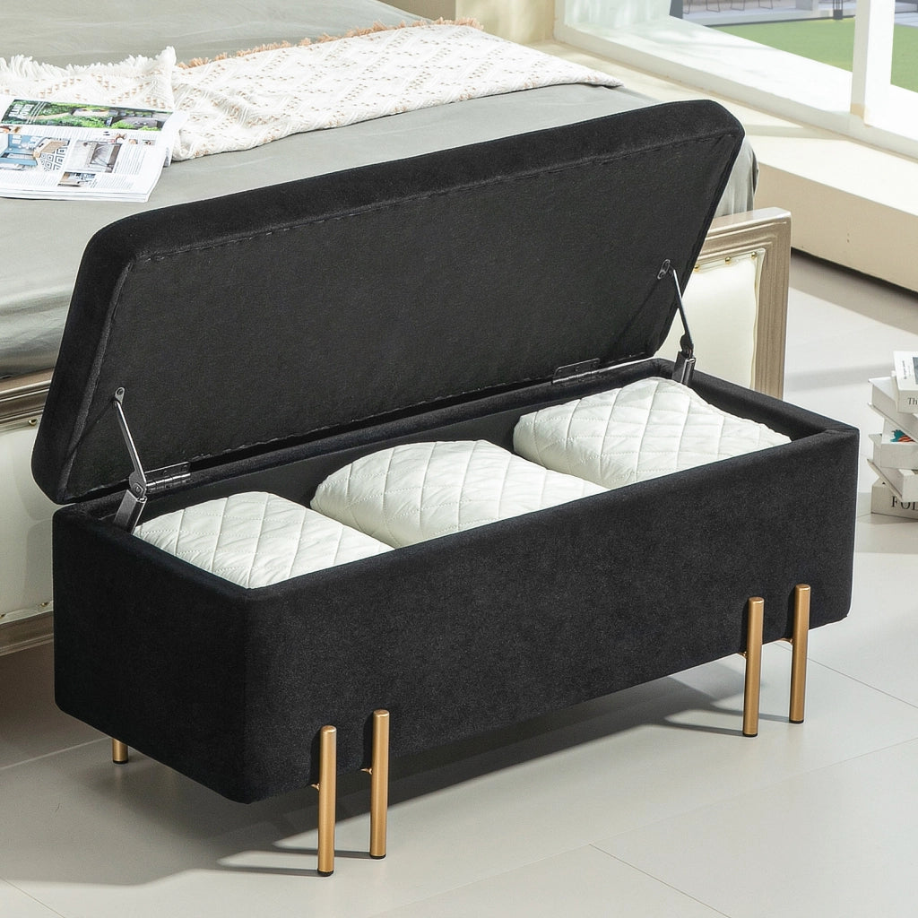 Divano con cassetti ¨C Minimal ¨C Nero, metallo, 100x40x42 cm