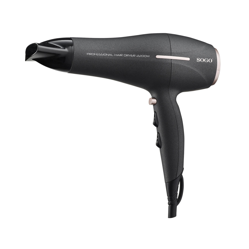 Asciugacapelli professionale motore DC, 2200W, 2 velocità 3 temperature, colpo d'aria fredda, cavo 1,8m - SOGO