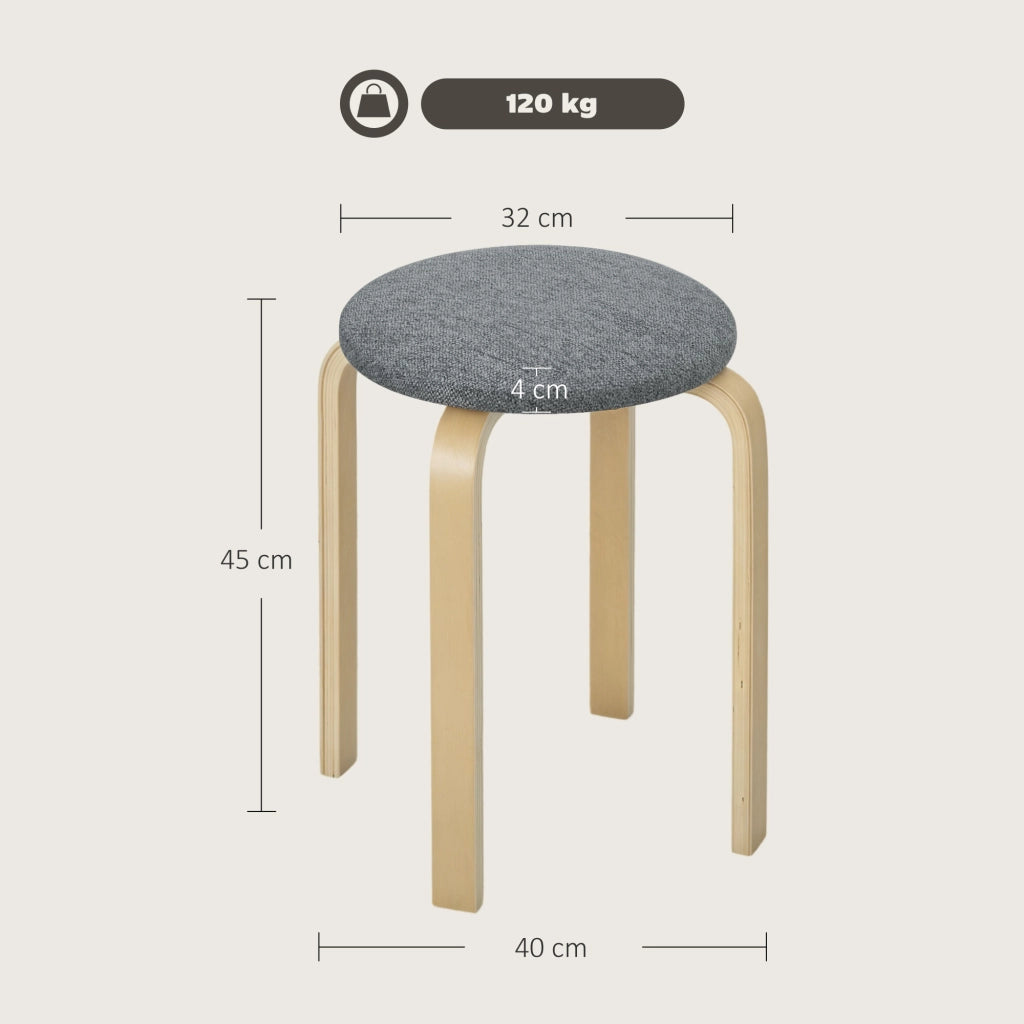 Set di 4 Sedie da Pranzo Imbottite in Legno ¨C Minimal ¨C Grigio