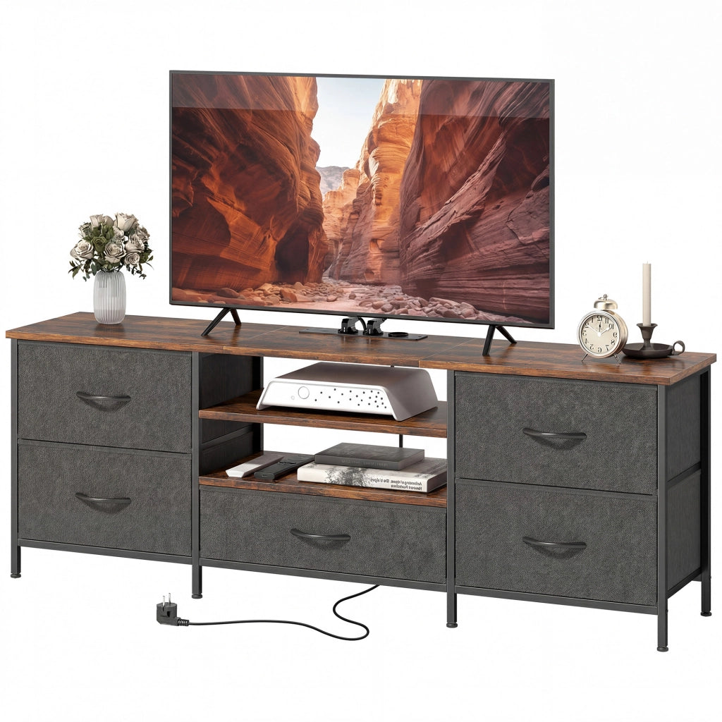 Mobile TV con cassetti e ripiani ¨C Minimal ¨C marrone 140x30x50 cm