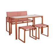 Set tavolo da giardino incastrabile in acciaio e textilene con 4