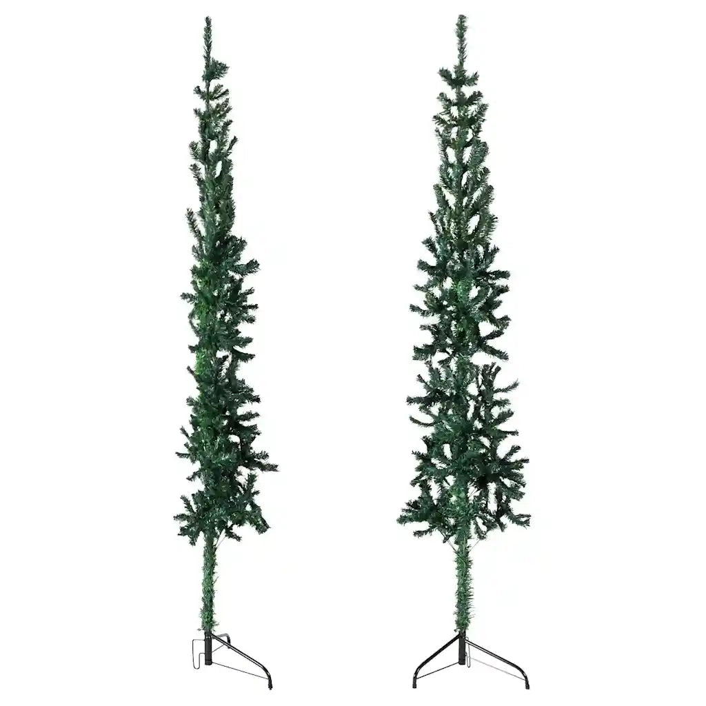 Albero Natale Artificiale Sottile a Metà Supporto Verde 180 cm 344601