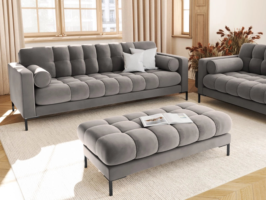 Cosmopolitan Design - Divano "Bali" 3 posti in velluto grigio chiaro 