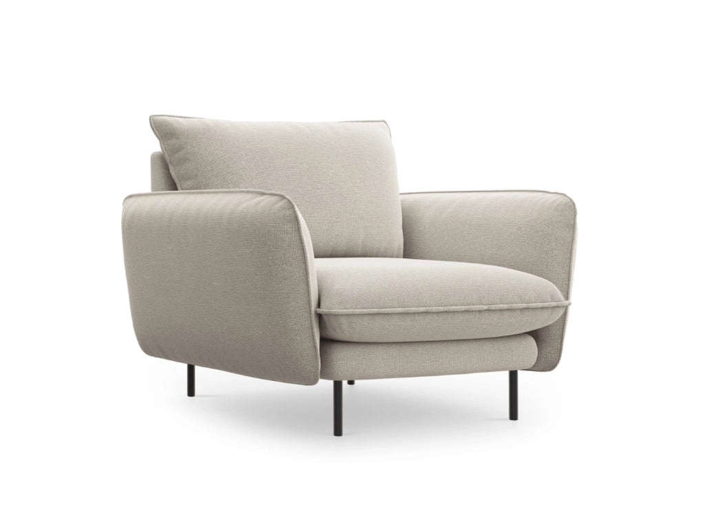 Cosmopolitan Design - Poltrona "Vienna" in tessuto strutturato beige chiaro 