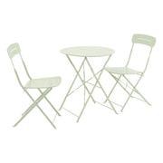 Set tavolo da giardino bistrot pieghevole rotondo in acciaio, 2 sedie,
