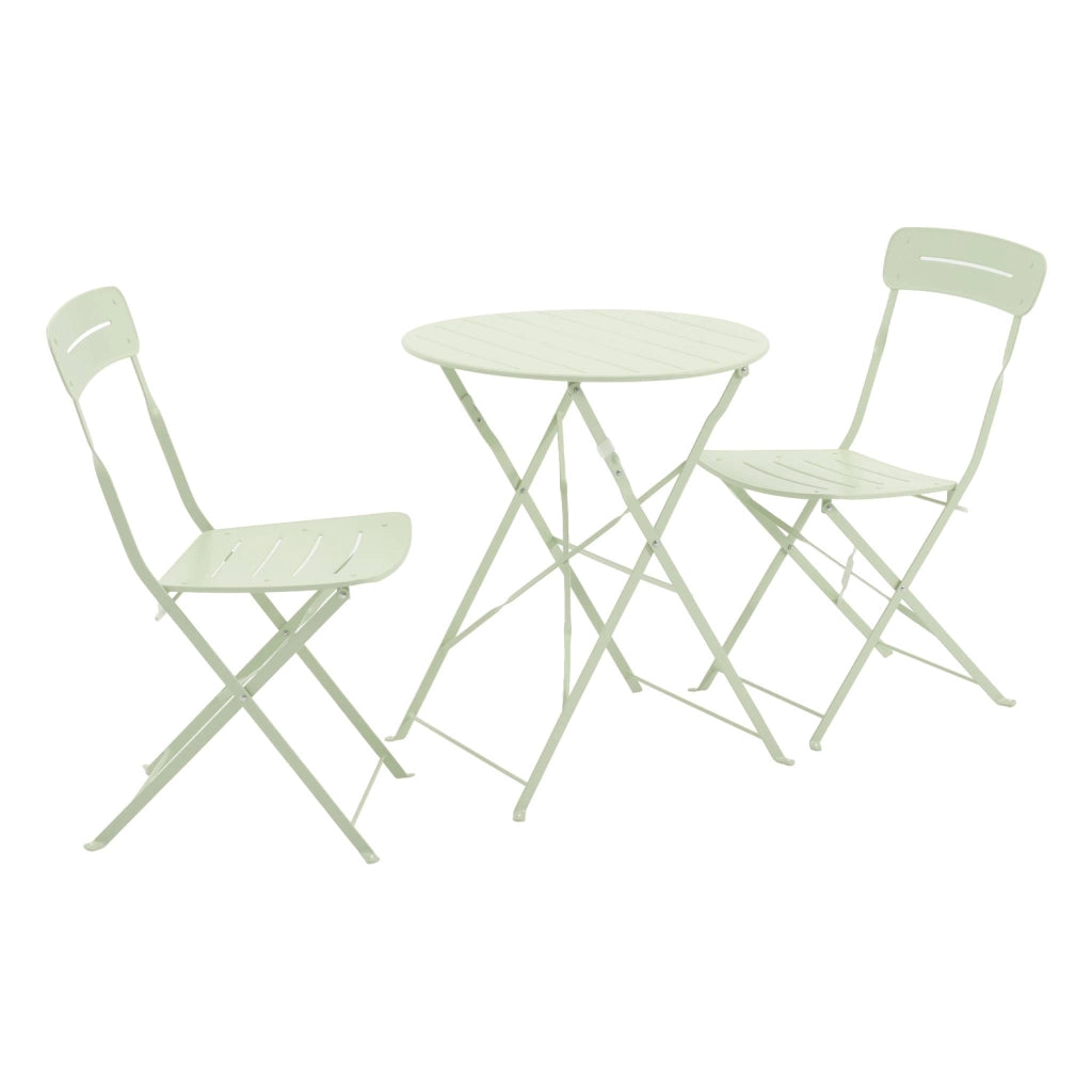 Set tavolo da giardino bistrot pieghevole rotondo in acciaio, 2 sedie,