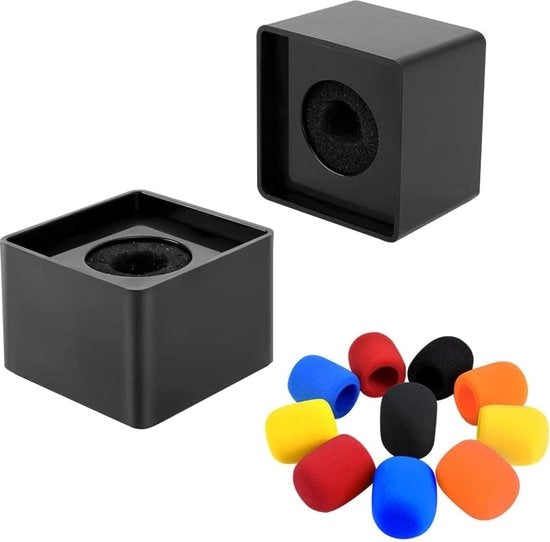 Set di 2 Square Cube stazioni di microfono per interviste con 10 coperture di schiuma per microfono