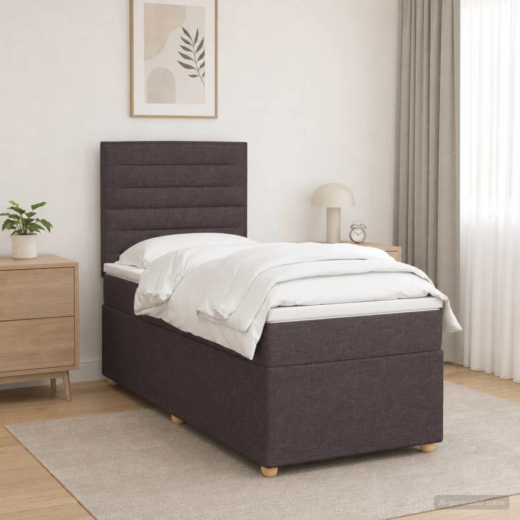 Letto box spring con materasso Marrone Scuro 100 x 200 cm 3455276