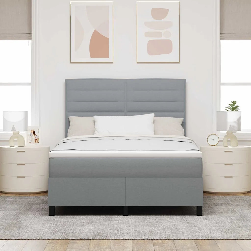 Letto a molle con materasso Grigio chiaro 140 x 190 cm Tessuto