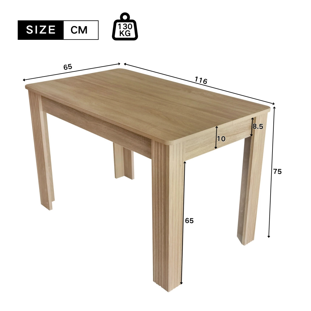 Tavolo da pranzo moderno in truciolare con piano effetto legno e 4 gambe per soggiorno e sala da pranzo; rovere