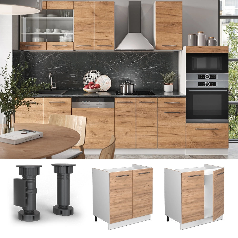 Mobile lavello cucina Fame-Line Rovere dorato/Bianco 80 cm, PL Rovere Vicco