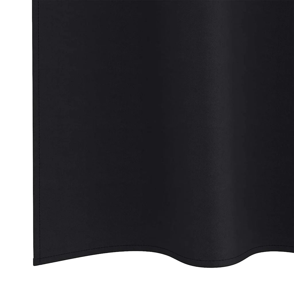 Tende Oscuranti | Tende Blackout con Anelli 2 pz Nero 175 x 140 cm Poliestere
