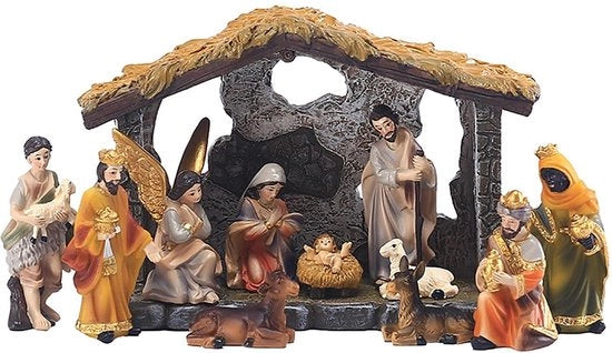 Statua in Cristallo - Nascita di Gesù - Decorazione di Natale - Ornamenti Religiosi - Decorazione Esterna/Interni - Progetto Solido