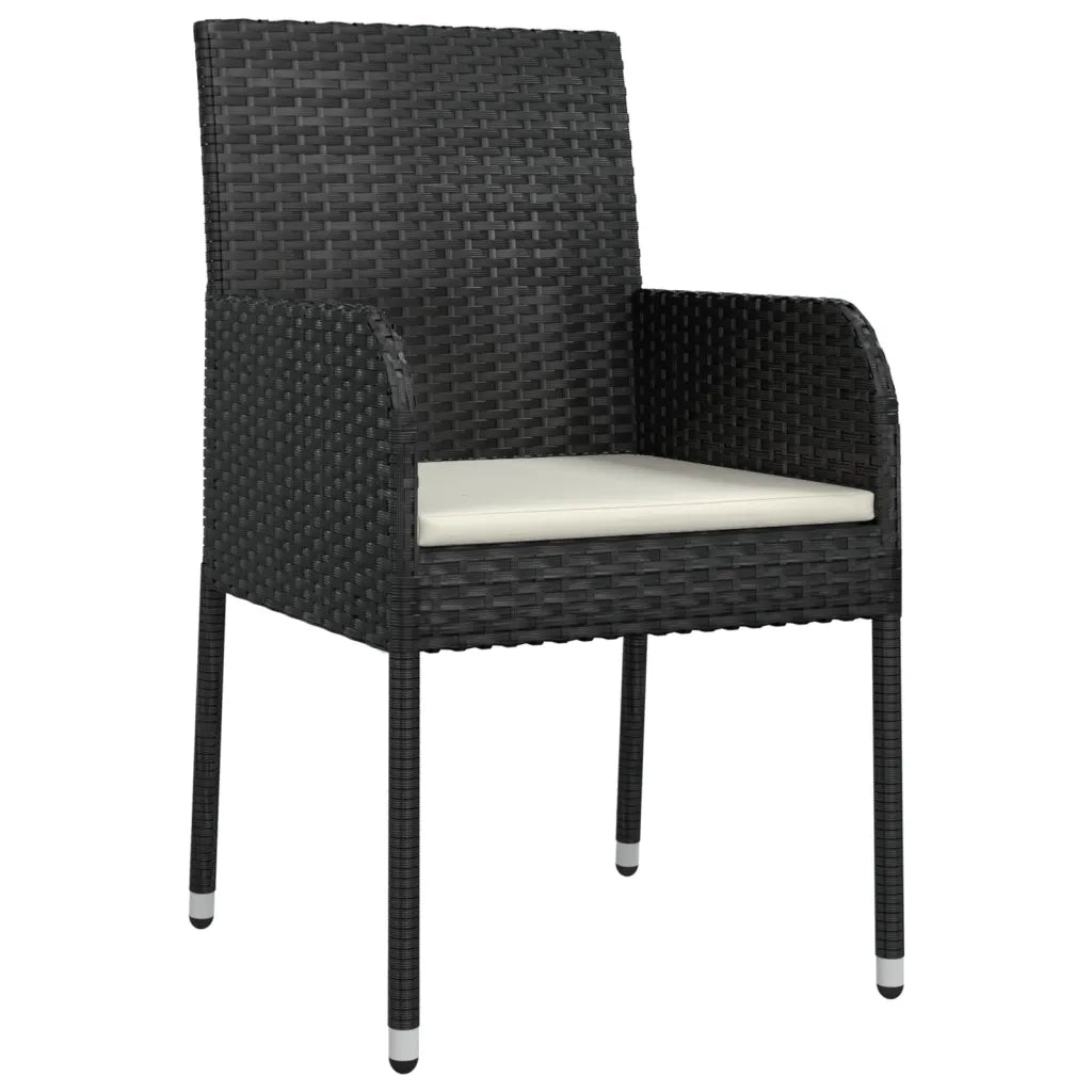 Set da Pranzo da Giardino 5 pz Nero con Cuscini in Polyrattan 3185145