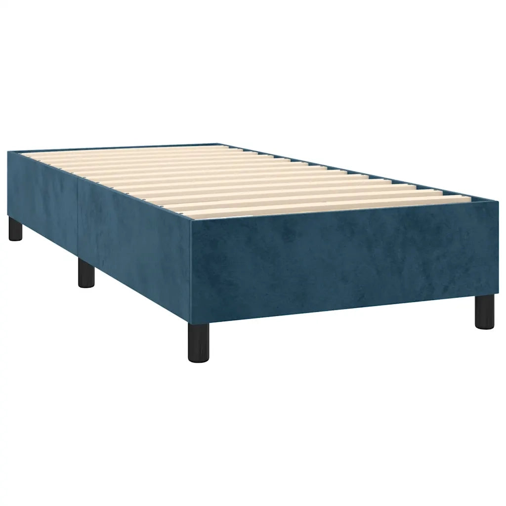 Letto a Molle con Materasso e LED Blu Scuro 90x200cm in Velluto