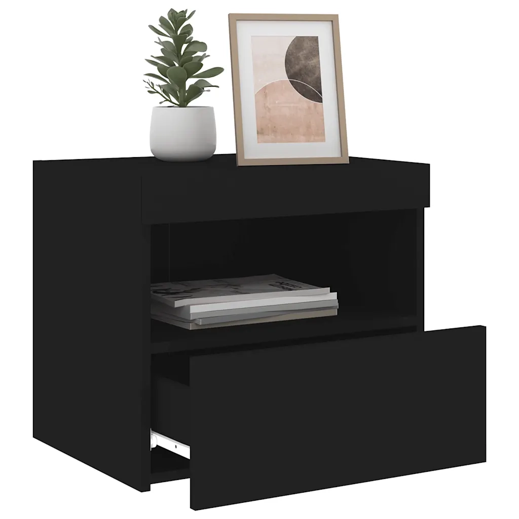Comodini con Luci LED 2pz Neri 50x40x45 cm 836766