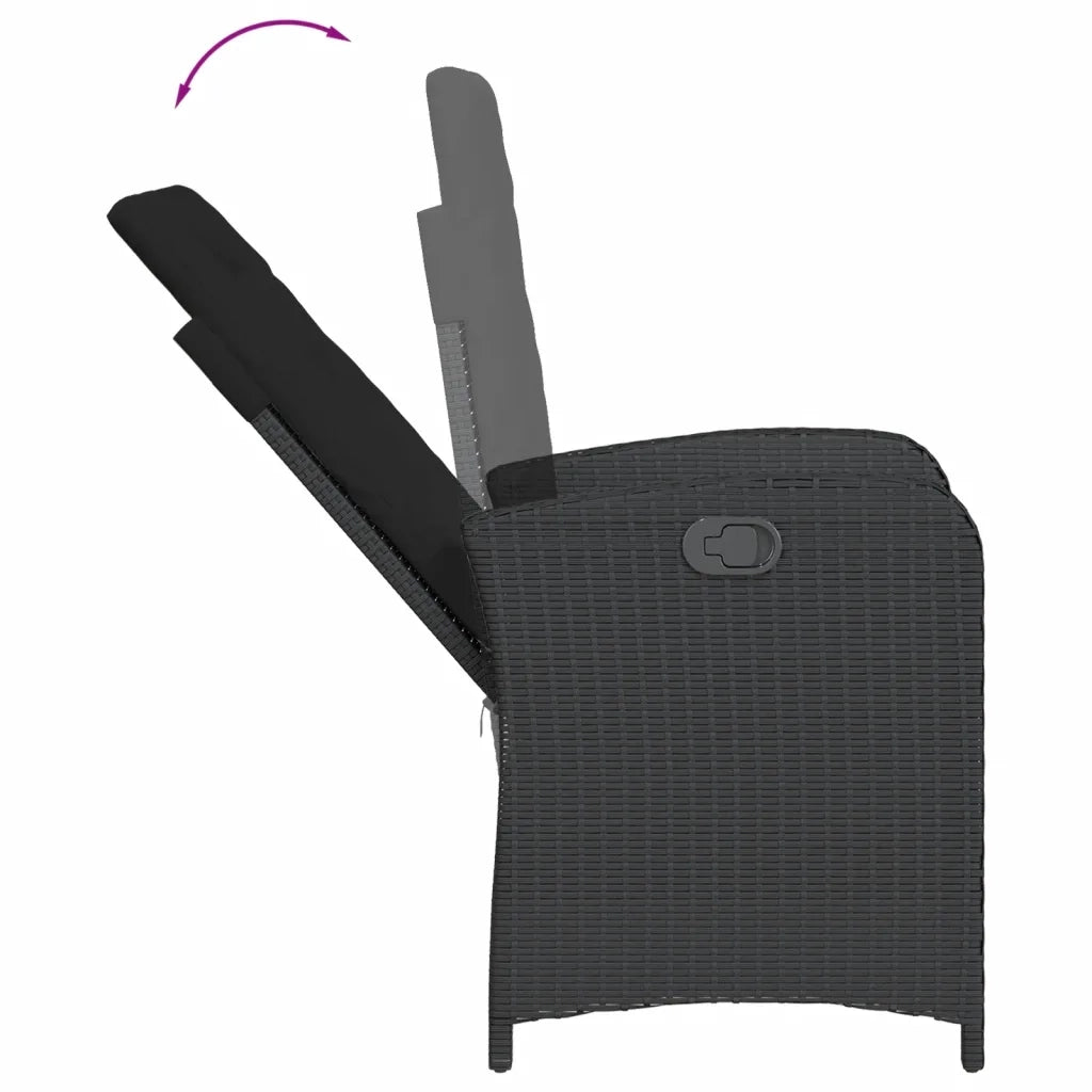 Set da Pranzo da Giardino 9 pz con Cuscini Nero in Polyrattan 3212328