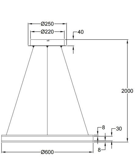 Lampada a Sospensione LED Palau 60W 3000K Dimmerabile Ø60cm Oro opaco - Design Moderno in Metallo e Metacrilato