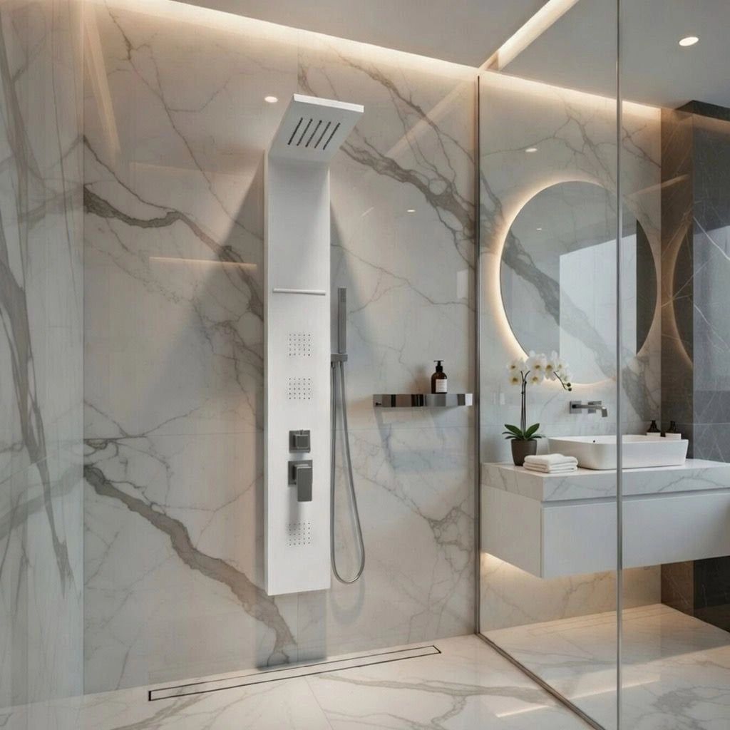 Colonna doccia pannello idromassaggio effetto cascata YH8122 MADRID - Bianco