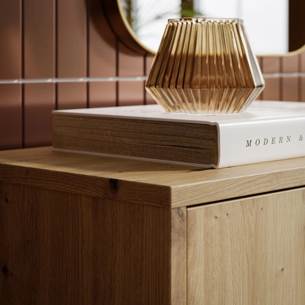 Mobile multiuso Medea 2 ante rovere con 4 ripiani 74.5x35x99H