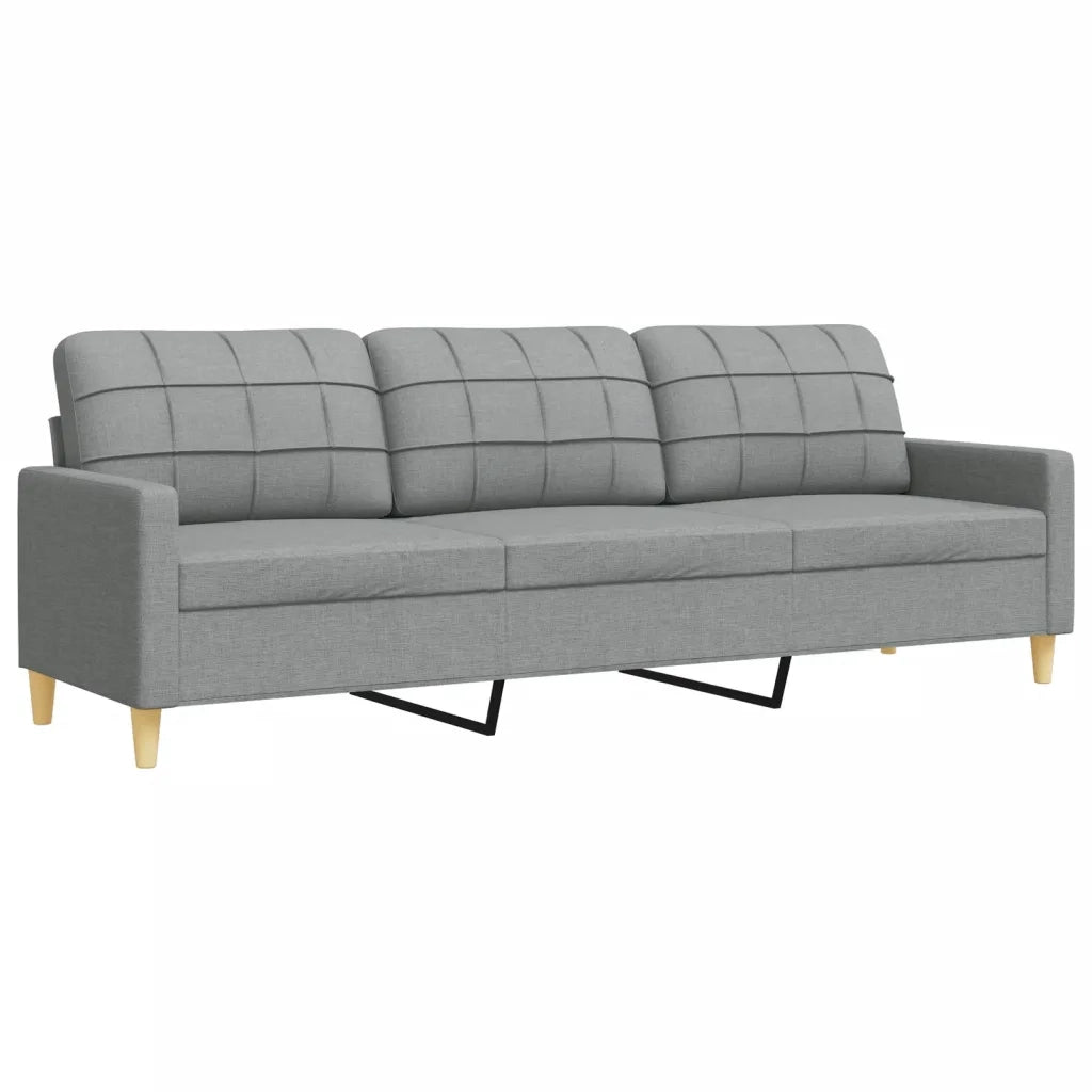 Set Divani 4 pz con Poggiapiedi e Cuscini Grigio Chiaro Tessuto