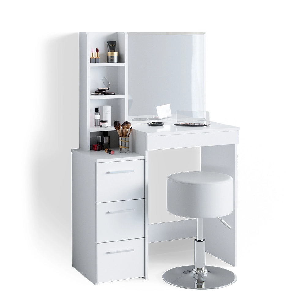 Vicco Tavolo da toeletta Bianco 80 cm con sgabello