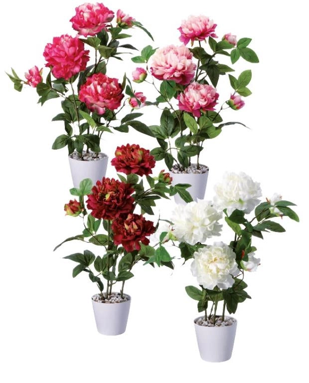 Vaso con Pianta Decorativa Casa Artificiale Peonia 70 cm 4 Colori