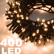 Trade Shop - Catena Luminosa 400 Luci Led Lucciole Bianco Caldo Controller 8 Funzioni Interno -