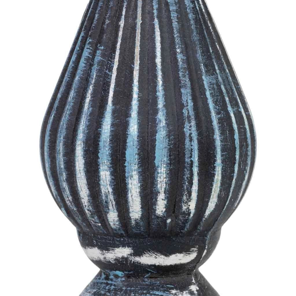 Candele in legno blu 9,5x9,5x19,5h cm