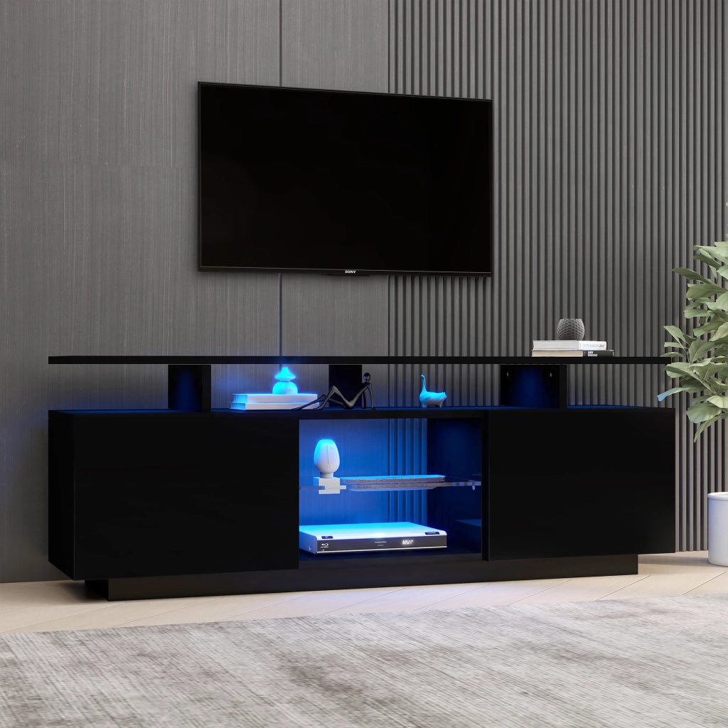 Cassettiera per TV nera in truciolato lunghezza 140 cm