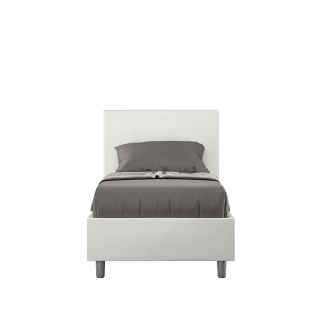 Letto singolo senza rete imbottito 80x200 similpelle bianco Adele