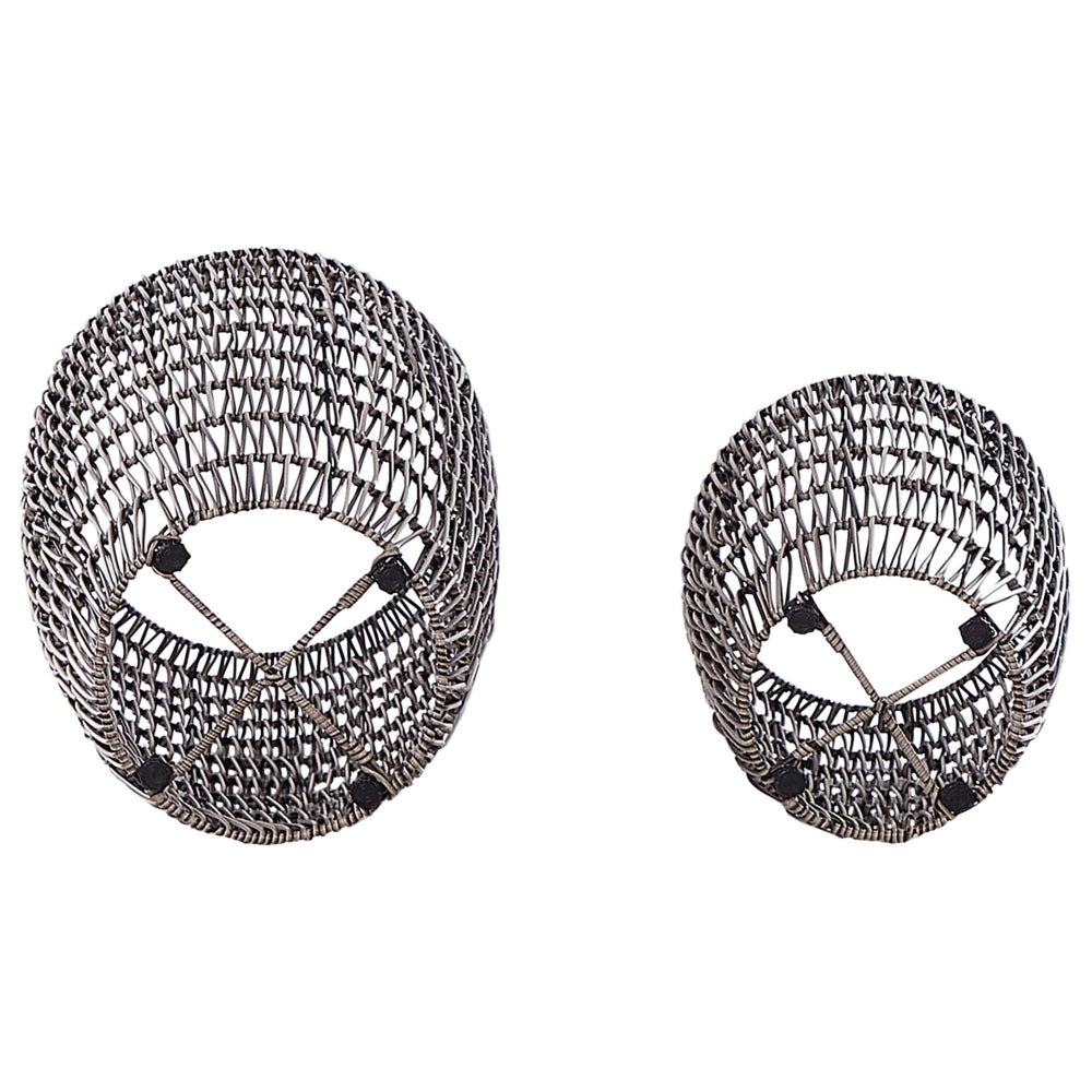 Set di 2 vasi in finto rattan con inserto marrone per interni ed esterni