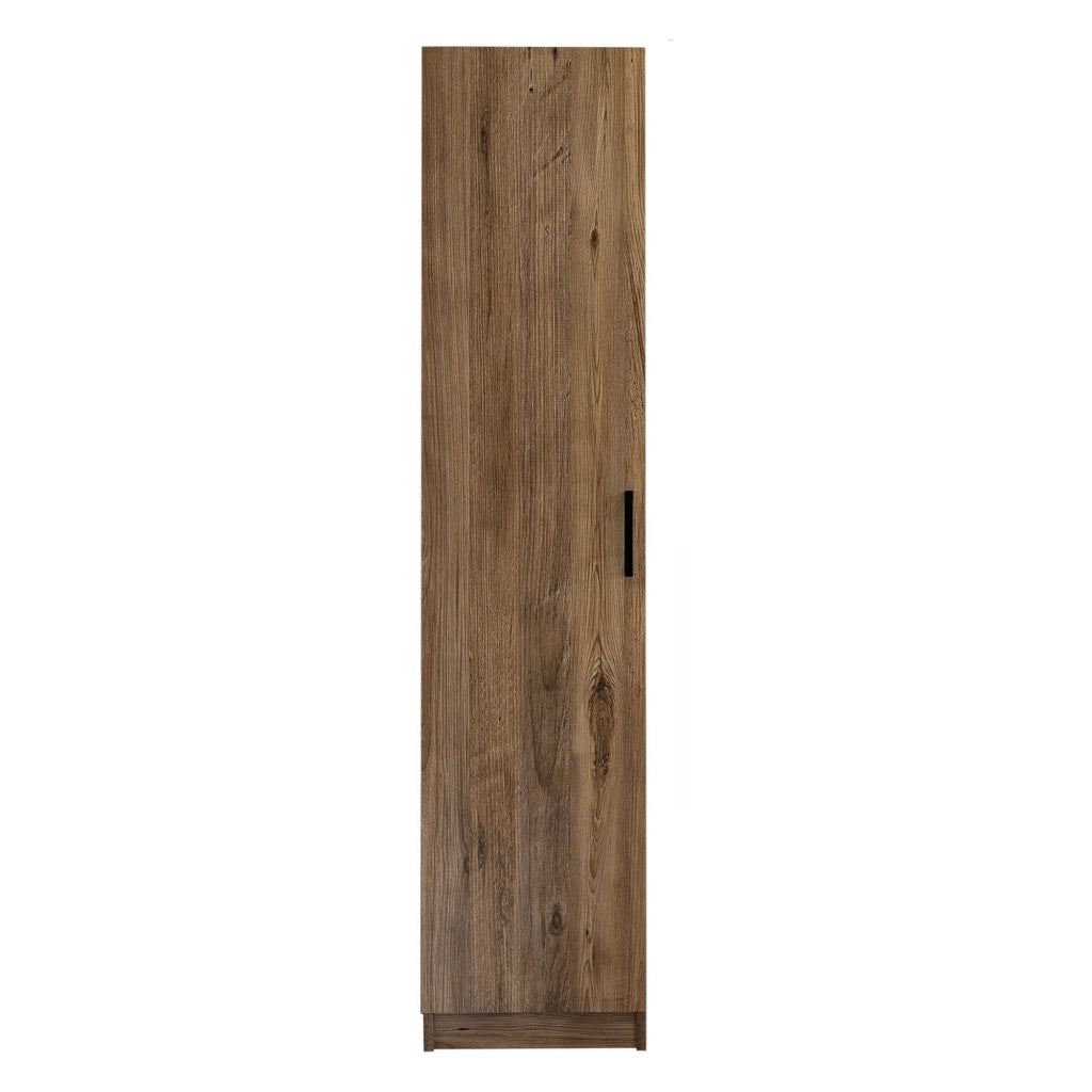 Canelli, Armadio Multiuso 1 Anta 3 Ripiani, 40x182h cm Marrone Noce