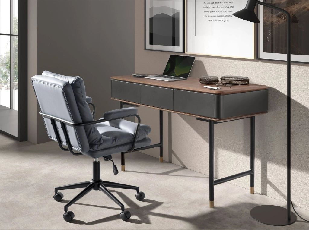Sedia girevole da ufficio in tessuto grigio