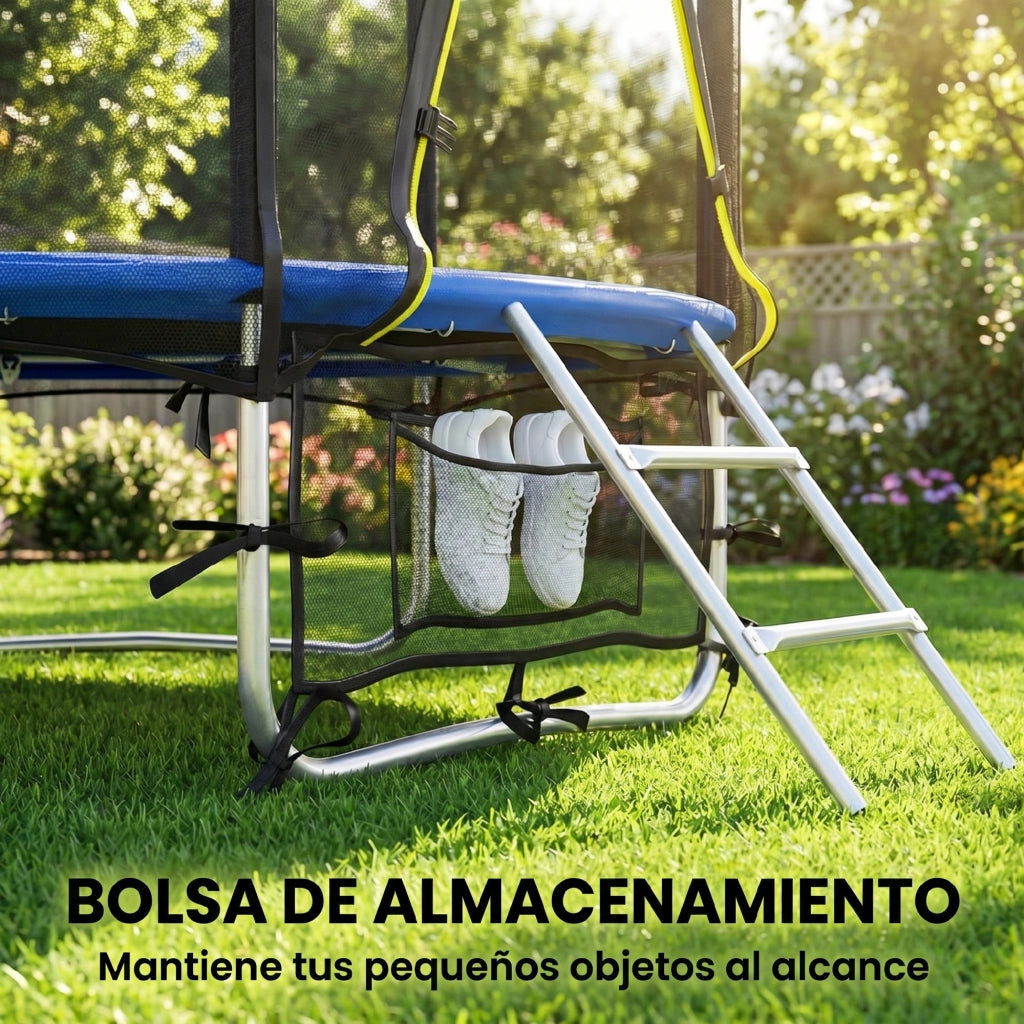 Trampolino da giardino ?183 cm ¨C Xylo ¨C con rete di sicurezza e scala 2 gradini blu