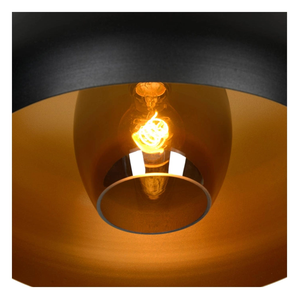 Plafoniera rotonda nera oro 38cm Sharan Lucide E27 60W
