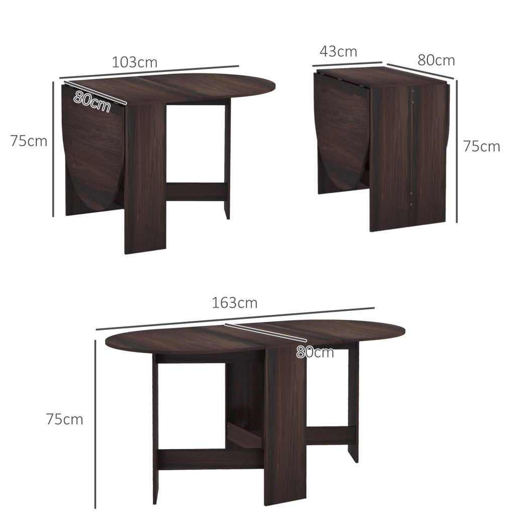 Tavolo Pieghevole con Ribalte Ovale ¨C Minimal ¨C Legno, Marrone