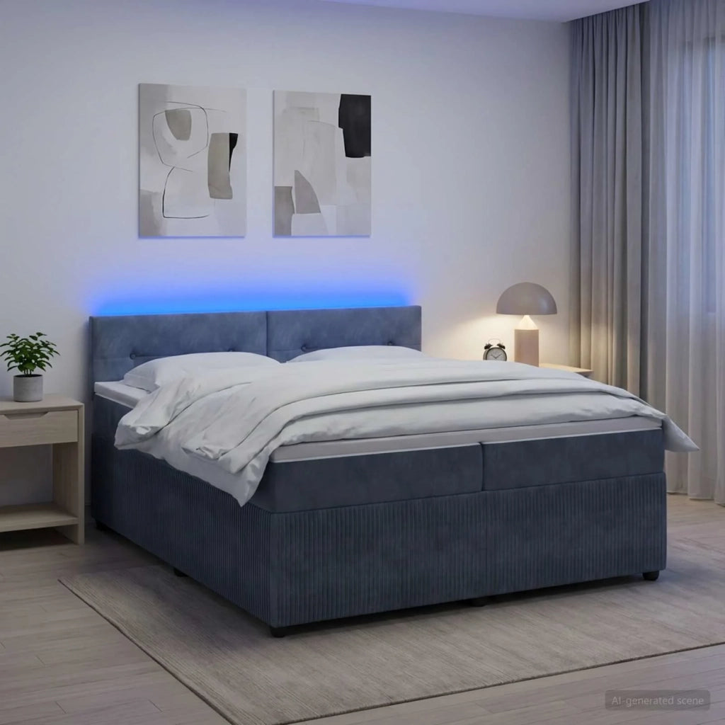 Letto box spring con materasso Grigio Scuro 200 x 200 cm 3453210