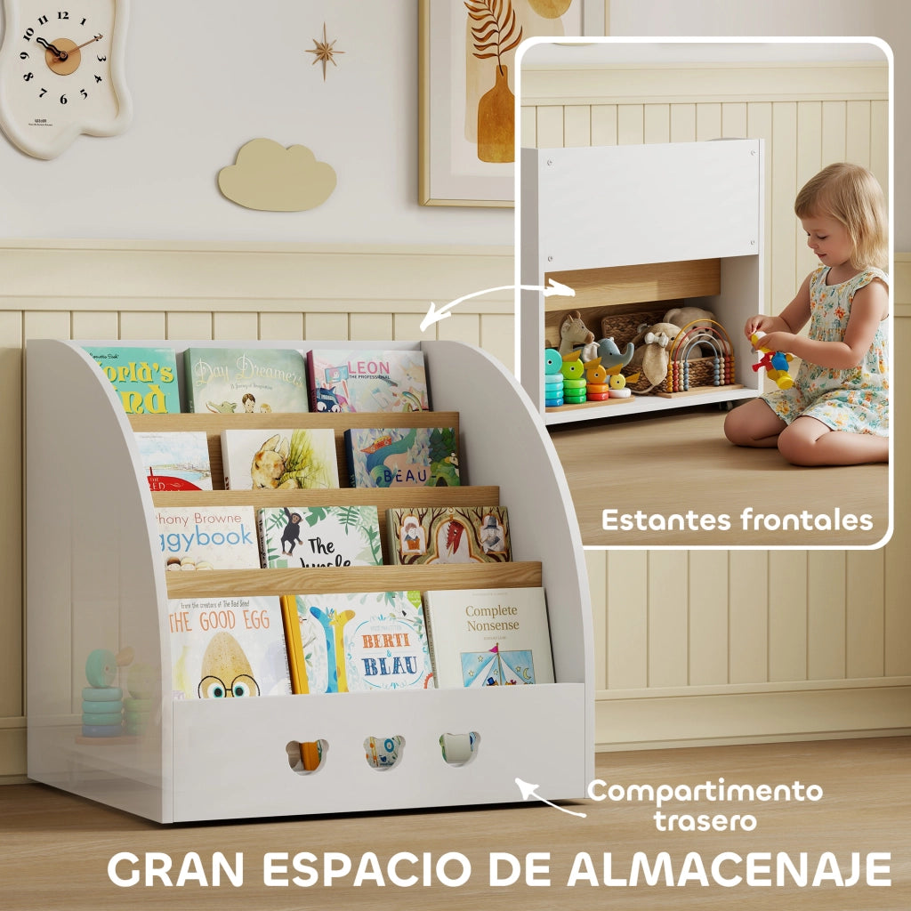 Scaffale per Bambini 4 Ripiani ¨C Minimal ¨C 60x53x60 Bianco e Naturale