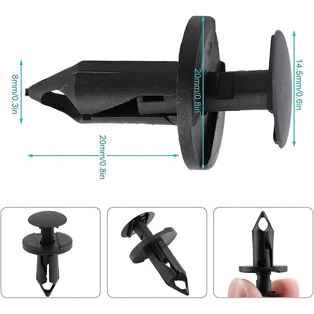 Trade Shop - Kit 40pz Clip Di Fissaggio Automatico Rivetto In Plastica Per Paraurti Auto Nero -